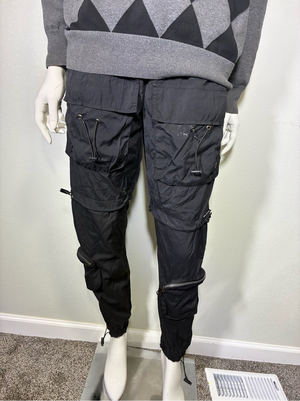 rebels Black Utility Cargo Jogger Pants